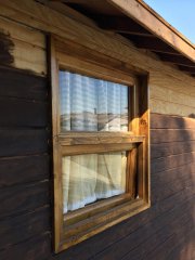 Habor Freight homemade camper trailer - staining the outside